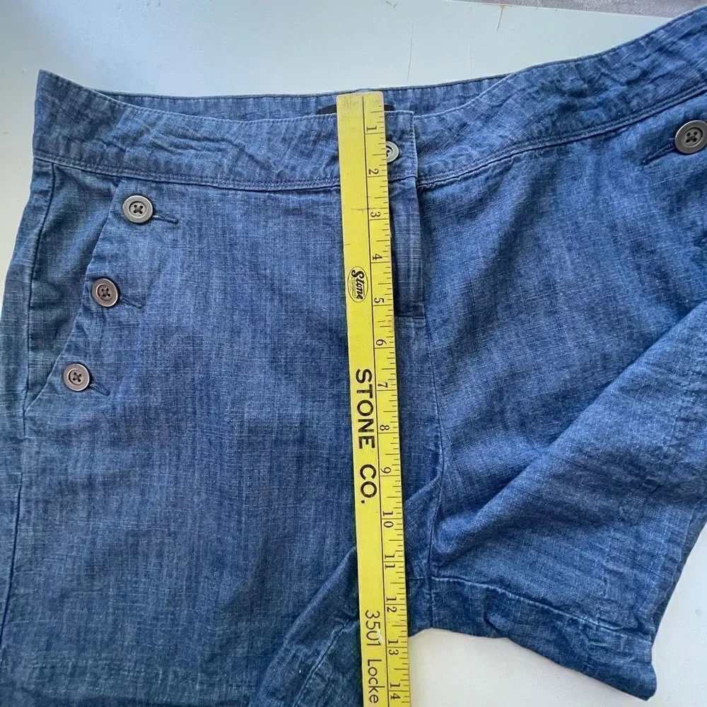 The Limited Women's Highwaisted Buttoned Pockets Tailored Fit Shorts Blue Size 1